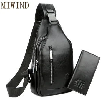 

MIWINDMen Messenger Bags Leather Chest Pack Casual Men's Travel Shoulder Bag Bag Crossbody Sacoche Homme TLS415