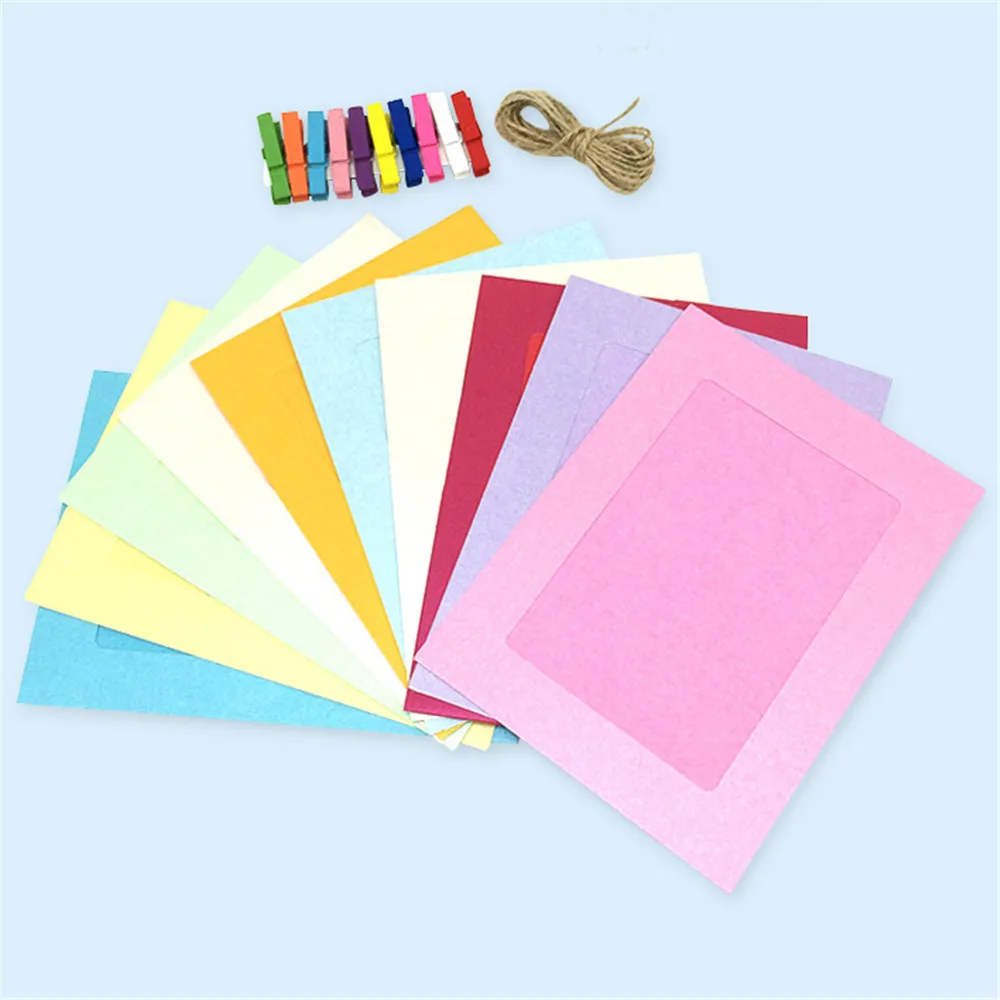 Разноцветные DIY креативные мини-бумажные фоторамки Мини Цветные прищепки шпагат украшения для спальни или гостиной