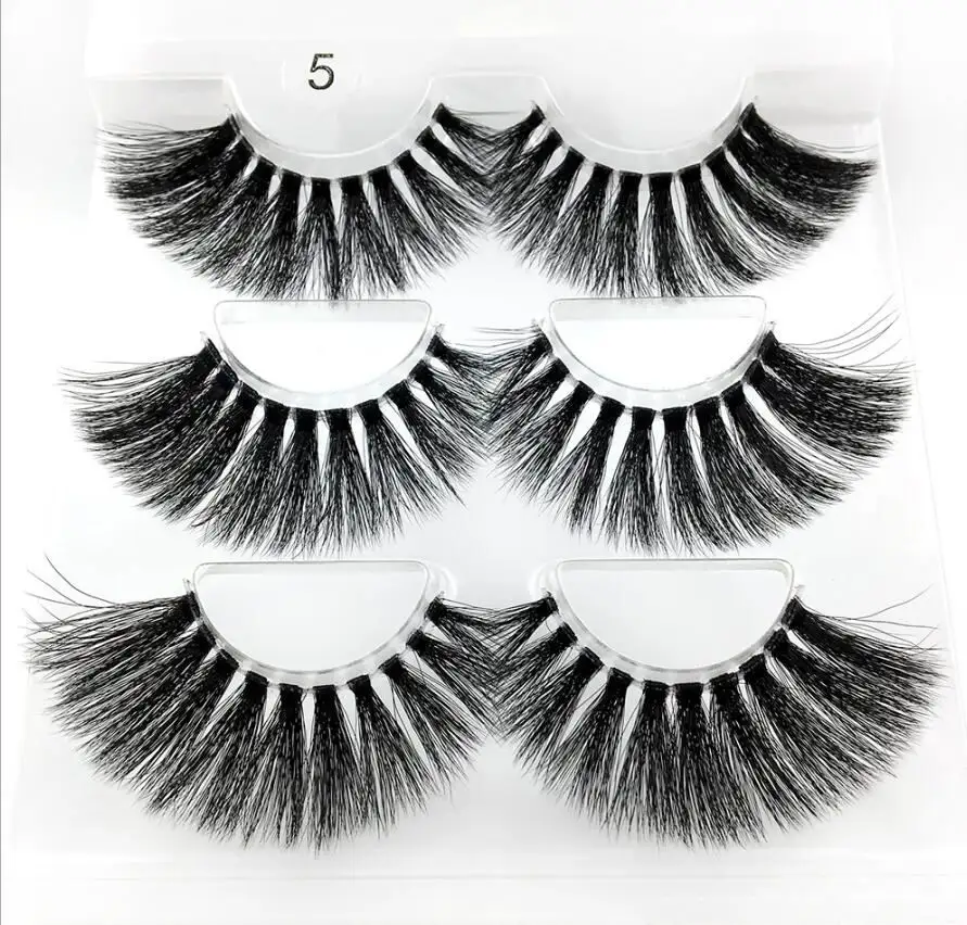 NEW 3 Pairs 3D Mink Hair False Eyelashes Criss-cross Wispy Cross Fluffy 25mm Lashes Extension Handmade Eye Makeup Tools - Цвет: 5