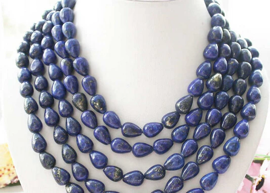 xiuli 002082 Long 100" 14mm drip blue lapis lazuli bead necklace