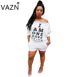 VAZN осень Лидер продаж 2018 Новый Повседневное Дизайн Популярные Для женщин комплект из 2 частей с круглым вырезом и надписью длинный рукав