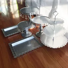 6 шт./компл. Серебряный торт стенд набор свадебные и вечерние поставки поставщик