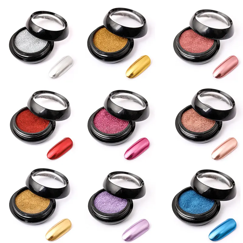  1 box Mirror Powder Metallic Effect Chrome Pigment Powder Rose Gold Silver Mirror Nail Glitters Man