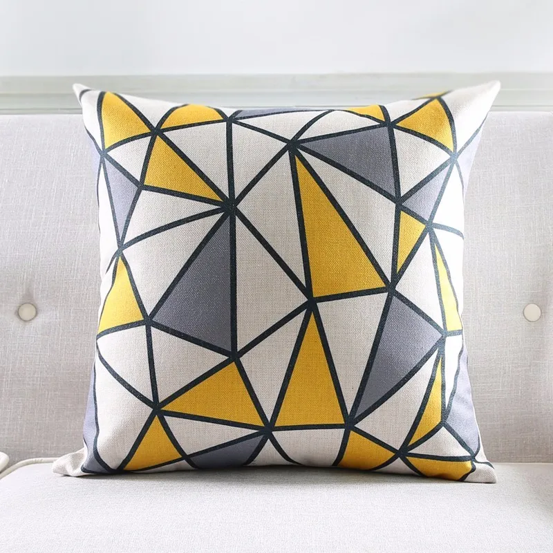 Fokusent Nordic Style Cushion Cover Gray Yellow Decorative Pillows