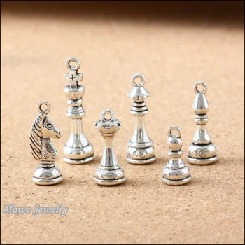 

60pcs vintage international chess 3D pendant Antique silver Pendant DIY European Style jewelry findings B114