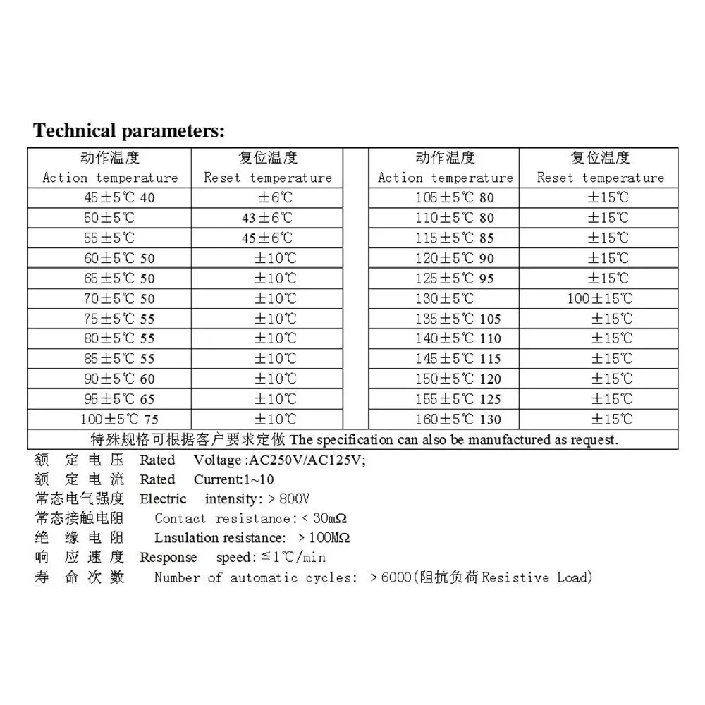 KSD9700 250 В 5A 15 ~ 155 градусов биметаллический дисковый переключатель температуры