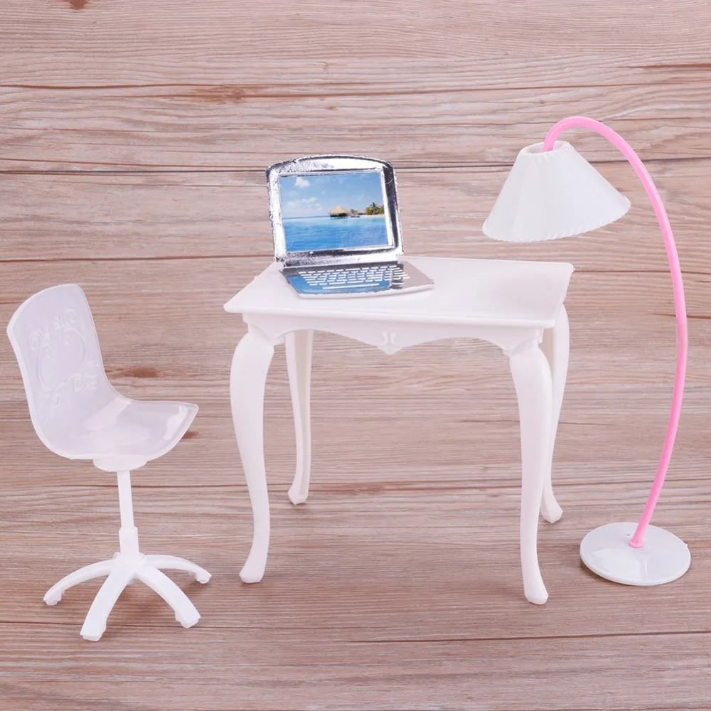 Creative Play House Doll Furniture Desk+Lamp+Laptop+Chair Accessories For Kids Gift #262205|Куклы| |