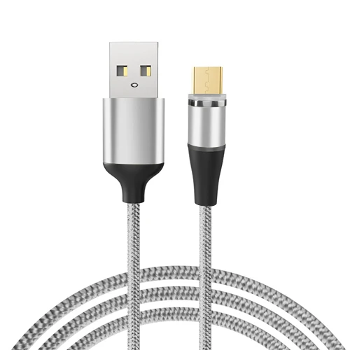 Магнитный USB кабель VOXLINK 1 м светодиодный для iPhone Xs 6 7 и USB TypeC кабель и Micro USB нейлоновая оплетка для samsung Xiaomi huawei LG USB C - Цвет: Silver for Micro