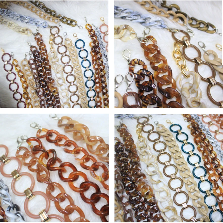 Brands Acrylic Resin Bag Strap Accessories Women Shoulder Belt Detachable Acrylic Chains Shoulder Plastic Strap Handbag Strap