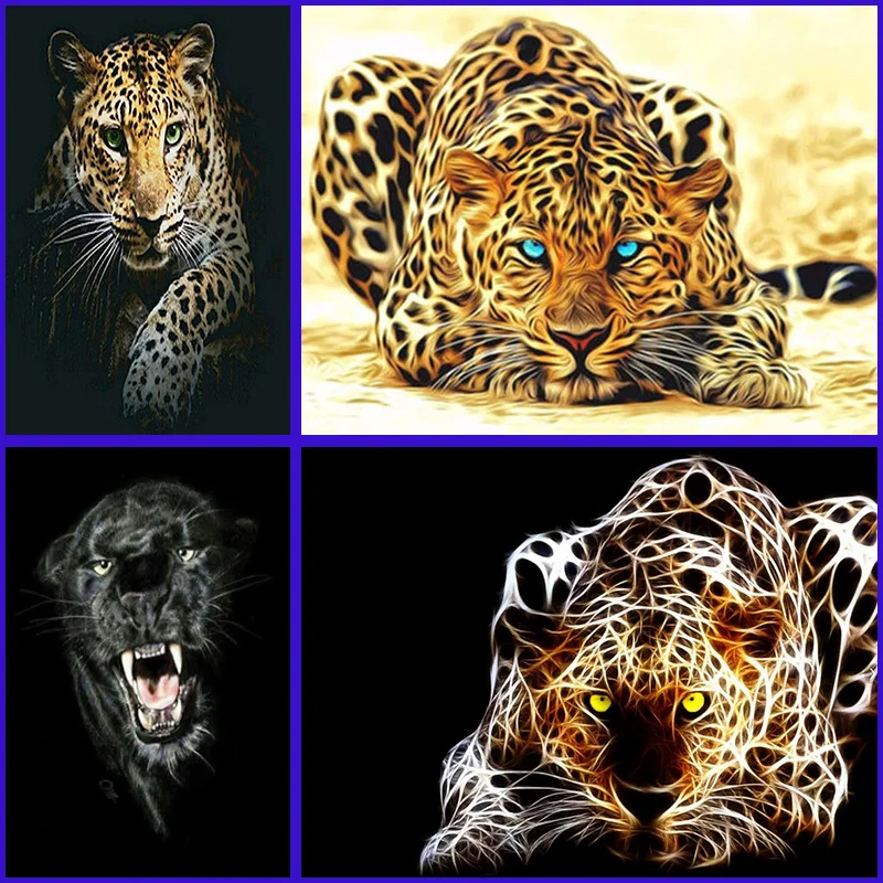 

% 5D Diy full Diamond Embroidery Animal Leopard Picture Mosaic Pattern Diamond Painting Cross Stitch Kits Home Decor Gifts