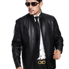 Деловая Повседневная кожаная одежда со стоячим воротником, Мужская мотоциклетная одежда из натуральной кожи, зауженные кожаные куртки