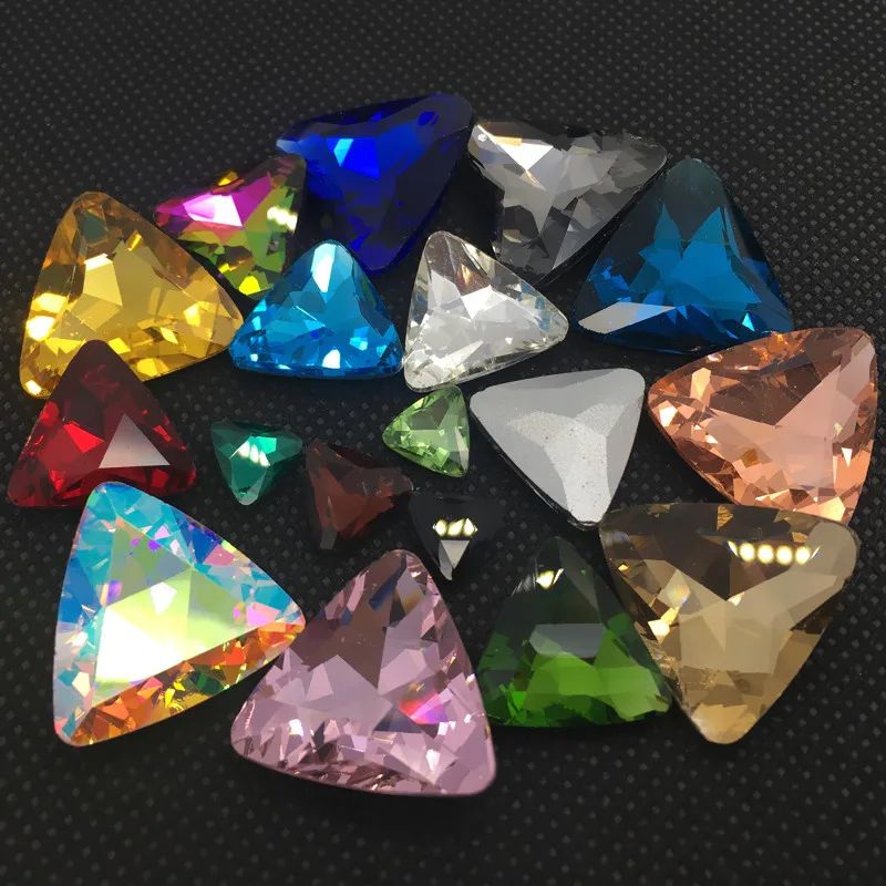 

All Sizes Colors Pointback Triangle Glass Crystal Fancy Stone 8mm,10mm,12mm,18mm,23mm Bling Crystal AB,red, For Jewelry Making