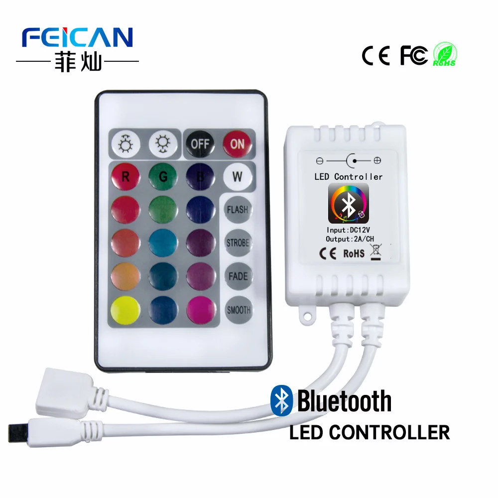 DC12 24V RGBW Bluetooth LED Controller 24Key IR Remote Control