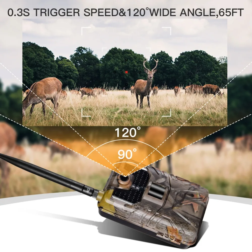 4G FTP MMS SMS Email 20MPTrail Camera Cellular Wildlife Hunting Cameras HC900LTE 1080P Mobile Wireless Wild Surveillance 5