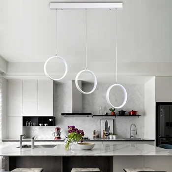 

Modern led pendant light ring circul lights for dinging room living room Gold black white round kitchen Alluminum pendant lamp