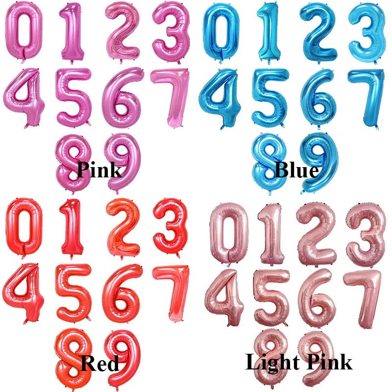 

2 PCS Aluminum Foil Number Balloons Birthday/40Inch Wedding Balloons Figures/For Adults Balloon Birthday Party Decorations Kids