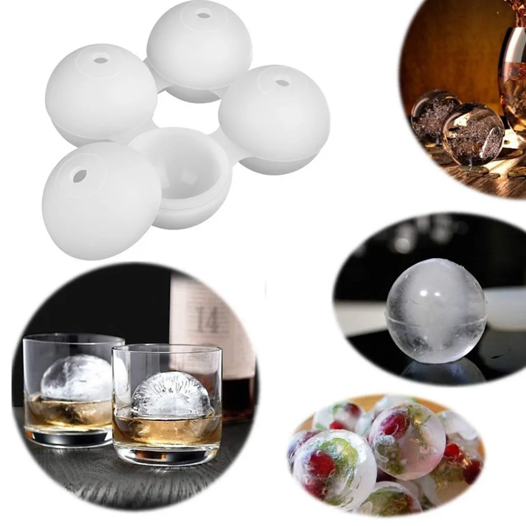 Silicone Whiskey Ice Cube Ball Maker Mold Sphere Mould Party Bar Tray