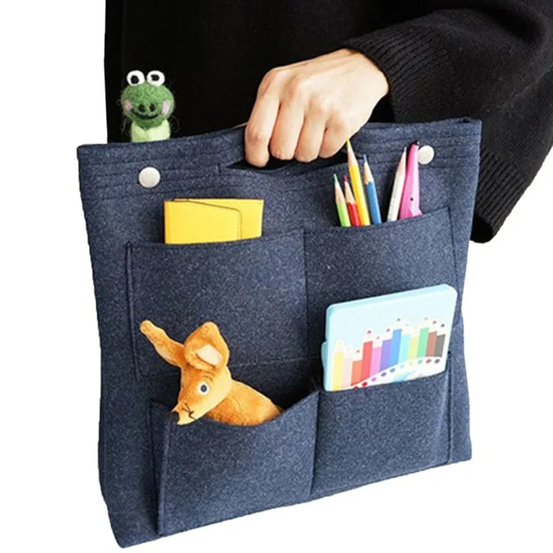 Felt cloth Make up Storage bag,Felt Insert Purse Organizer,Multi Pocket Cosmetic Bags in Bag Organizer For Tote & Handbag Shaper