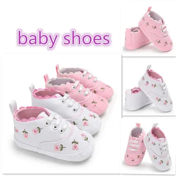 

Newborn Infant Baby Girls Floral Crib Shoes Soft Sole Anti-slip Sneakers Canvas