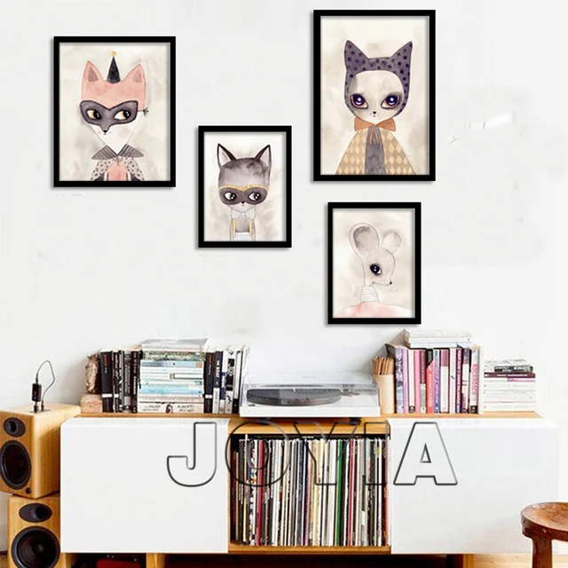 Nursery Art Prints Animal Canvas Posters Cute Miss Rat Watercolor Nursery Art Prints Animal Canvas Posters Cute Miss Rat Watercolor Wall Pictures Modern Artwork For