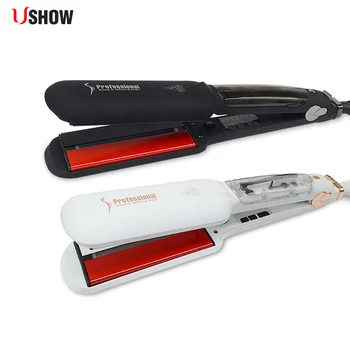Ceramic Steam Flat Iron Professional Steampod Hair Straightener Comb Vapor infrared ionic Fast Straightening Brush Styling Tools ushow professional ceramic electric hair straightener brush detangling hair straightening iron comb smooth brush styling tools