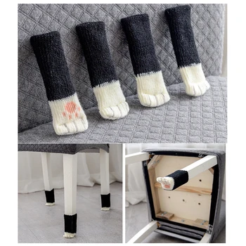 

Hot Sale Lovely 4Pcs Cat feet Chair Leg Table Foot Covers Floor Protectors Floral Kint doorknob Chair Cover sock