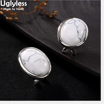 

Uglyless Real 925 Sterling Silver Natural Oval Turquoise Women Studs Earrings Vintage Fashion Exotic Fine Jewelry Brincos Bijoux