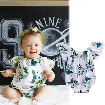 

0-24M Cute Newborn Baby Girl Short Sleeve Floral Bodysuit Jumpsuit Playsuit Outfits Summer Sunsuit Clothes