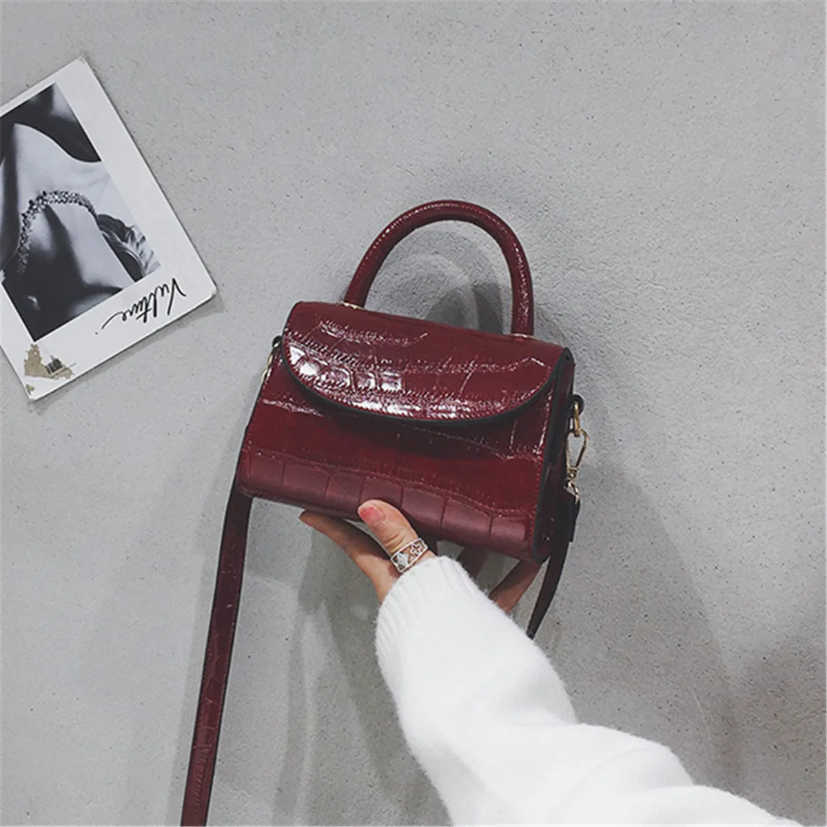 

Osmond Fashion Small Square Bag Women's Designer Handbag 2019 High-quality PU Leather Mobile Phone Shoulder Bags Black Mini Bags