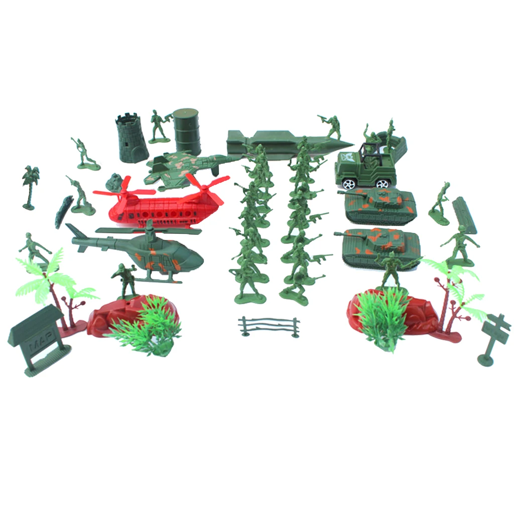 52Pcs Plastic Soldier 4cm Army Figures Play Set for Army Sand Scene Model Landscape Children Kids Toys Home Decoration
