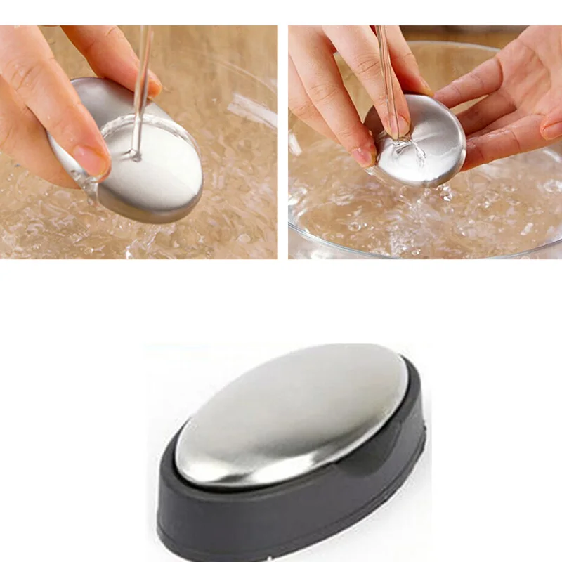 

Stainless Steel Soap - Oval Shape Deodorize Smell From Hands Retail Magic Eliminating Odor Kitchen Bar