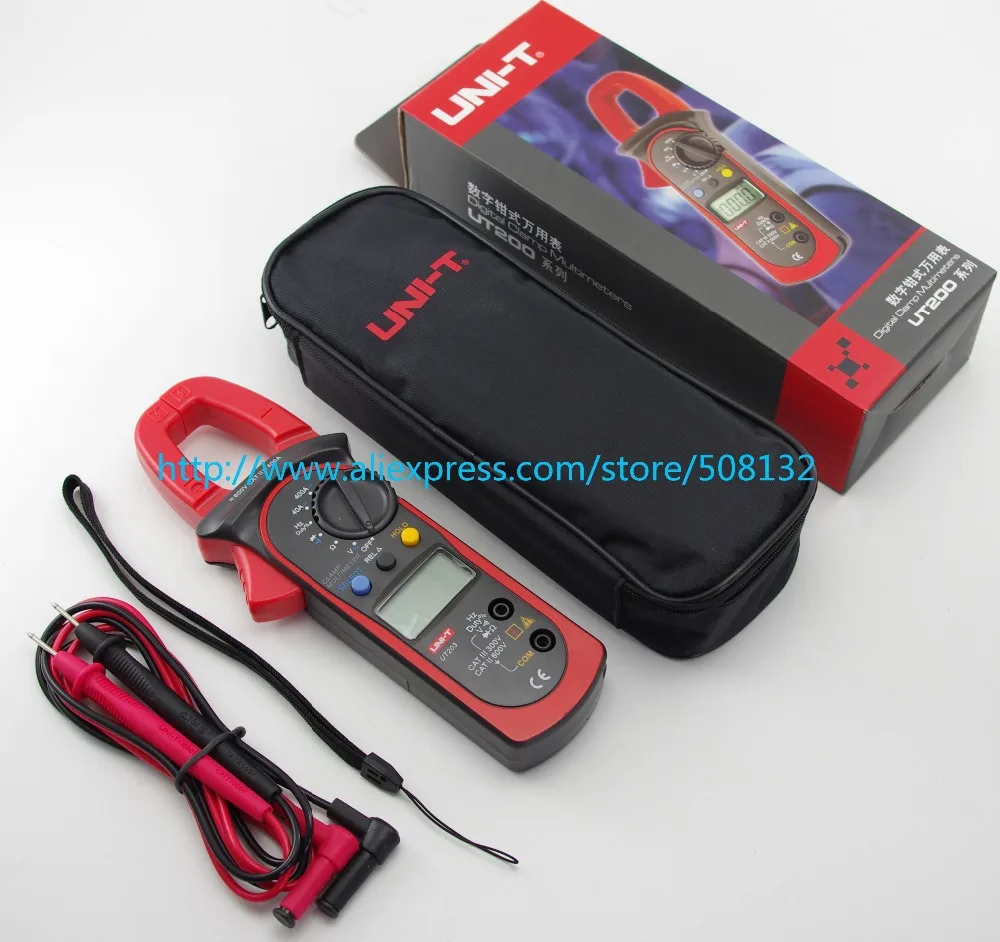 

UNI-T UT203 UT-203 Digital Clamp Meter Multimeter Ohm DMM DC AC Current Voltmeter 400A