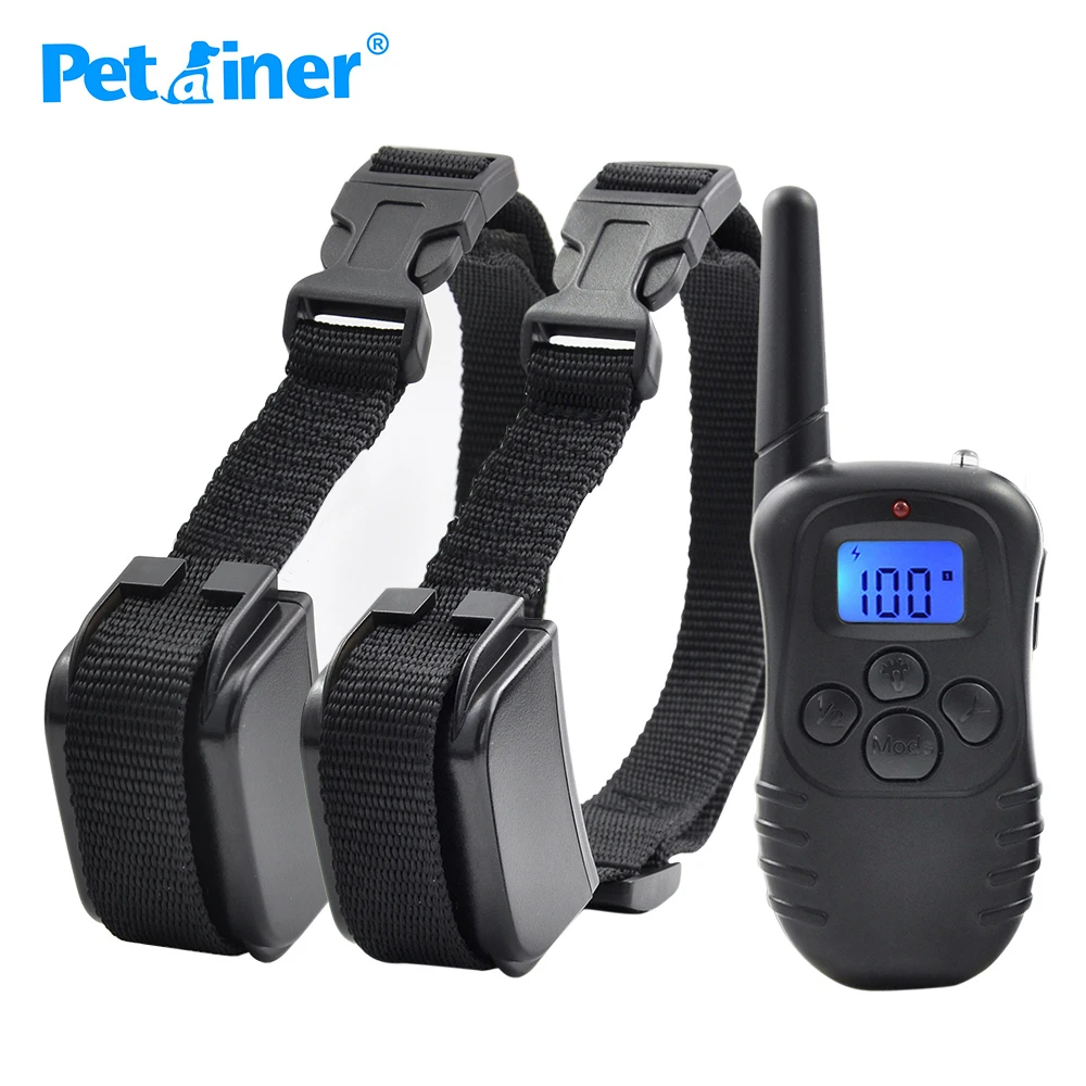 Petrainer collares eléctricos para perros 998DR 2 300M, control remoto, recargable y a prueba lluvia, vibración, choque, electrónico, 100 niveles, para 2 perros|electric collar|dog electric collardog electric - AliExpress