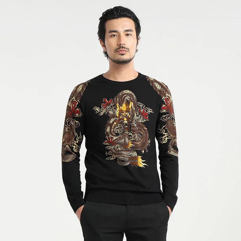 Высококачественный свитер в китайском стиле с принтом животных; новинка года; сезон осень-зима; модный мужской свитер; M-4XL