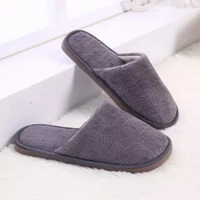 

2018 Fashion Plush Men Winter Home Slippers Indoor Bedroom Loves Couple Shoes Home Shoes Soft Warm Slippers Pink Pure color458