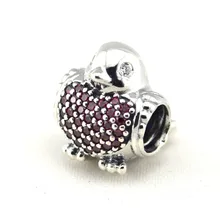 Стерлингового серебра 925 Красный и прозрачный CZ красный Робин Шарм бусины для изготовления ювелирных изделий Подходит для женщин талисманы Серебро 925 браслет