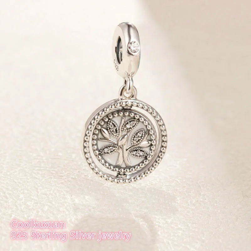 

2019 Mother's Day 100% 925 Sterling Silver Spinning Tree of Life Dangle Charm beads Fits Original Pandora bracelets Jewelry