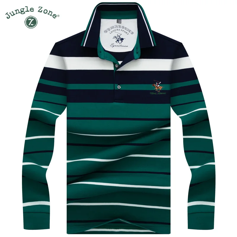 

High Quality Solid color 3D Embroidery Polo Shirt Casual Polo Shirt men's Long sleeve polo shirt 2018 new Striped men Polos 8810