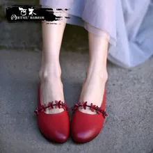 Artmu/ г.; обувь с закрытым носком и оригинальными цветами; красивая обувь ручной работы из натуральной кожи на мягкой плоской подошве; 1860-5