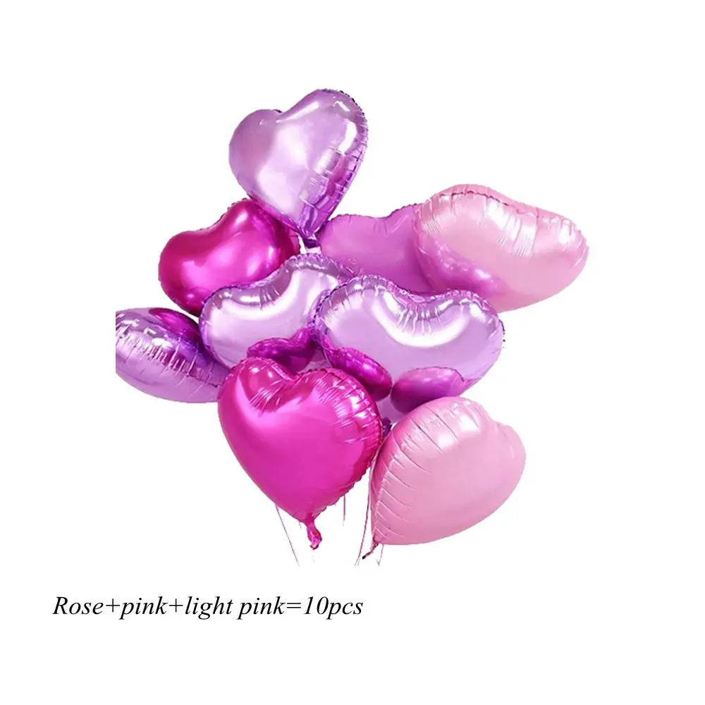 18 дюймов 10 шт детский душ воздушный шар из фольги для вечеринок розовый и синий сердце в форме сердца гелиевые воздушные шары Свадьба День Рождения украшения воздушные шары - Цвет: rose pinklight pink