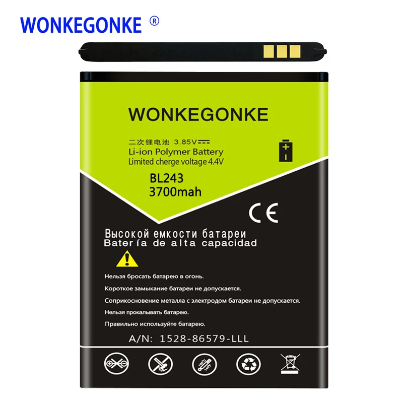 Аккумулятор WONKEGONKE BL243 для Lenovo Lemon K3 Note батарея A7000 A5500 A5600 A7600|Аккумуляторы мобильных телефонов| |