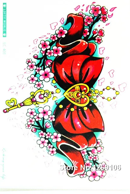 Design Cute Red Bow 21x15cm Waterproof Temporary Tattoo Stickers Design Cute Red Bow 21x15cm Waterproof Temporary Tattoo Stickers