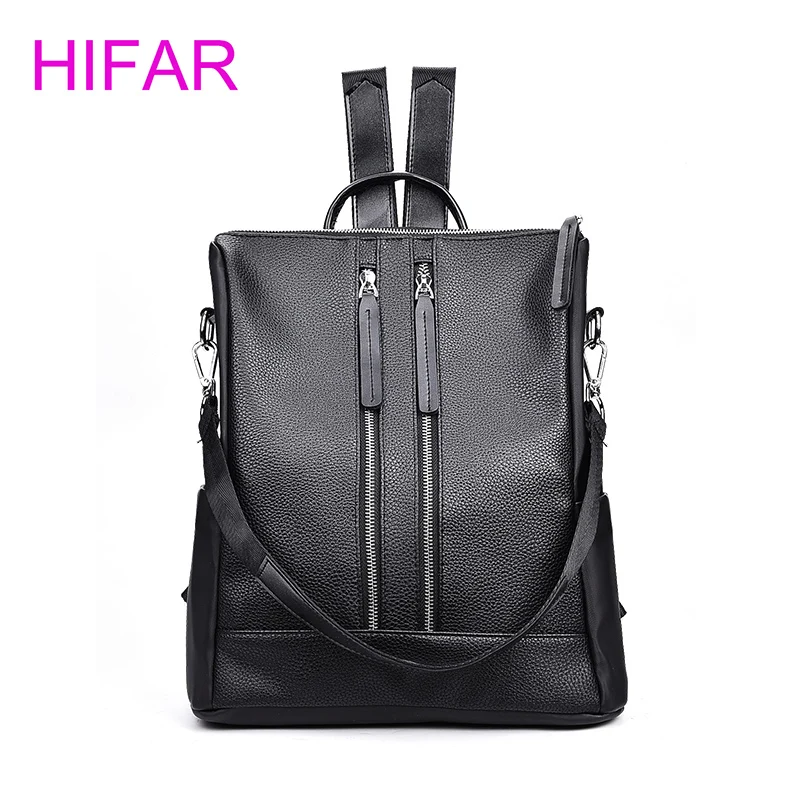 

2018 HIFAR Brand Fashion Women Backpacks High Quality Casual School Bags PU Leather Backpacks Teenage Girls Double Zipper Bags