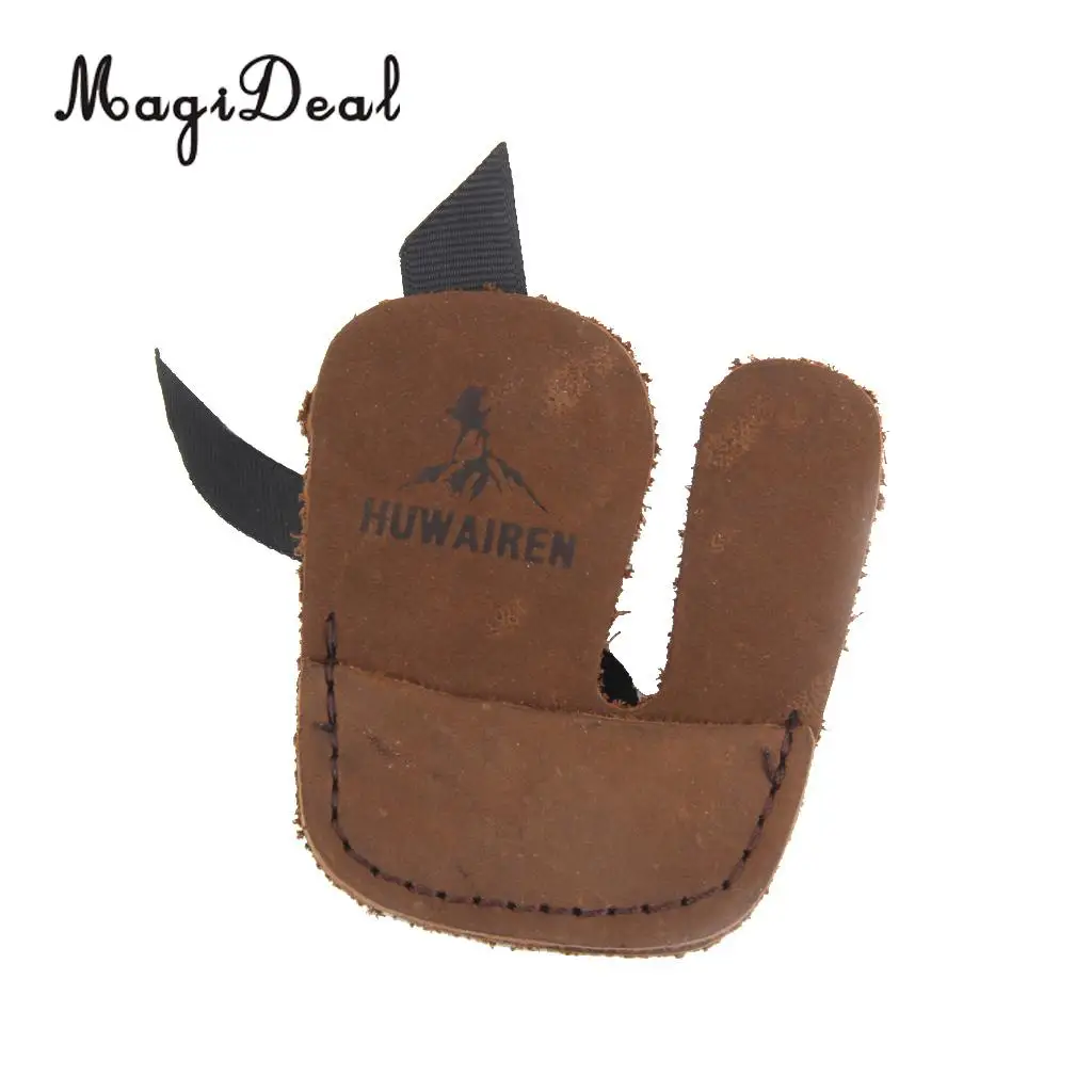 MagiDeal Durable Soft Cow Leather Protection Finger Tab Shooting Archery Glove Supplies for Bow Hunting Outdoor Finger Protector