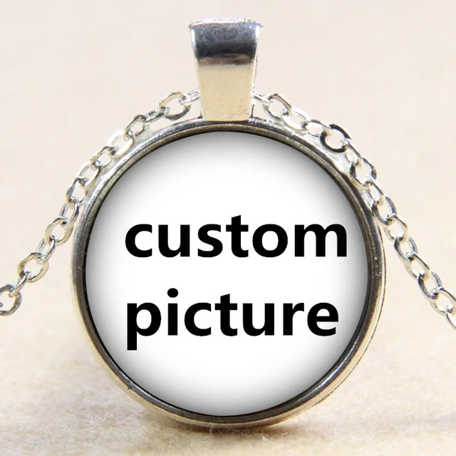 Price Hot sale fashion custom 25mm glass cabochon silver/Bronze/crystal pendant necklace 60cm DIY glass cabochon  Personalized Photo