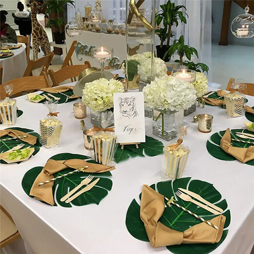 48PCS Artificial Turtle Leaf Tropical Imitation Plant Leaf Hawaiian Party Theme Artificial Plants home Decoration #4A26 (3)