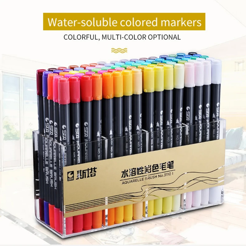 

STA 80 Colors Double Head Artist Soluble Colored Sketch Marker Brush Pen Set For Drawing Design Paints Art Marker Supplies
