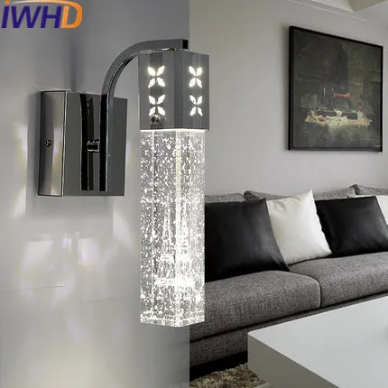 

IWHD Crystal Wandlamp LED Wall Lamp For Bathroom Sconce Wall Light Modern Home Lighting Stairs Beside Fashion aluminum Lamparas