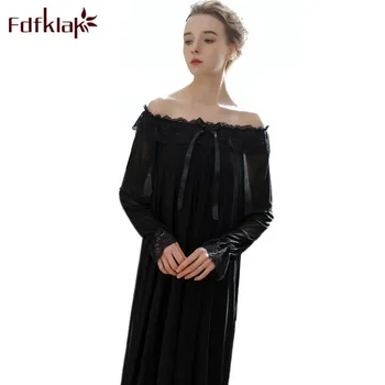 

Fdfklak Sexy Night Wear Off The Shoulder Long Nightgown Women Sleepwear Sexy Clothes Night Lingerie Summer Modal Nightgown Q851