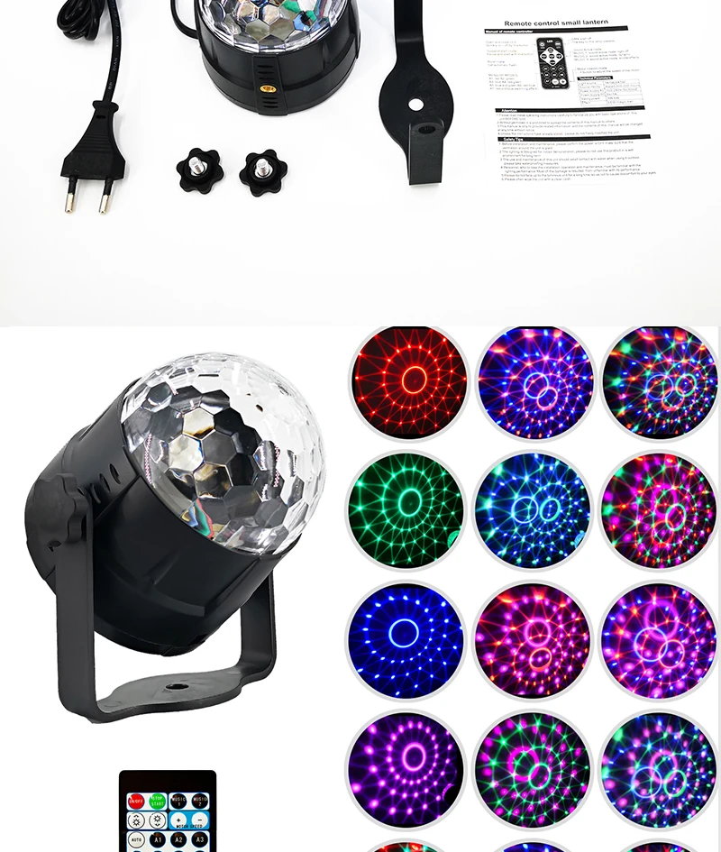 [LTOON] 3 Вт мини 15 цветов кристалл магический шар звуковая активация диско шар сценическая лампа Lumiere Рождественский лазерный проектор Dj клуб